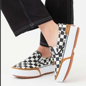 Checkered platform spiked vans